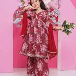 bitiya by bhama Girls Embellished Kurta Suit Set-picture-43