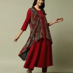 biba Women A-Line Kurta with Shrug-picture-0