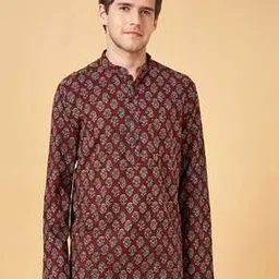 indus route by pantaloons Men Floral Print Short Kurta-picture-46