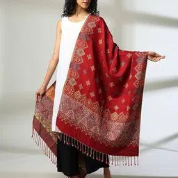 avaasa mixnmatch trends select Women Geometric-Knit Pre-Winter Stole with Tassels-picture-32