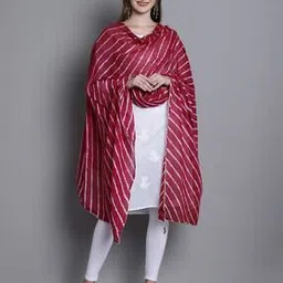 jabama Leheriya Print Dupatta with Lace Border & Tassels-picture-49