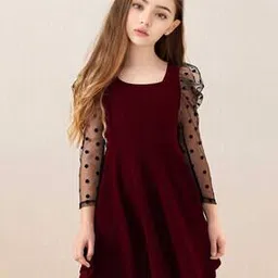 pahelirani Girls Polka-Dot Print Fit & Flare Dress-picture-49
