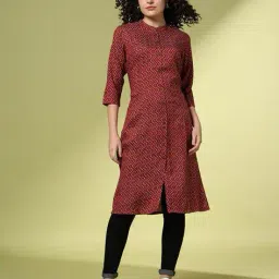 acai Women Chevron Print Straight Kurta image 1