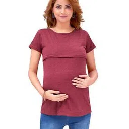 mama & bebe Women Relaxed Fit T-Shirt with Concealed Zip Closure-picture-15