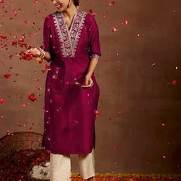 gerua by libas Women Embroidered Straight Kurta-picture-14