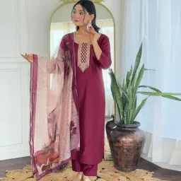 nyrika Women Embroidered Straight Kurta Set image 1