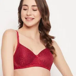 clovia Lace Non-Wired T-Shirt Bra with Adjustable Straps-picture-38