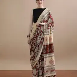 jaipur kurti Women Floral Print Pure Cotton Mulmul Saree-picture-23