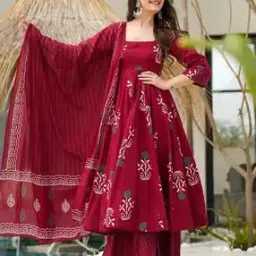 wedani Women Floral Print Anarkali Kurta Set-picture-19