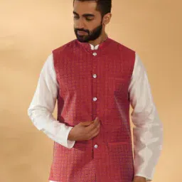 kraft india Men Geometric Print Regular Fit Nehru Jacket-picture-51
