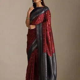 soch Floral Woven Saree with Contrast Border-picture-17
