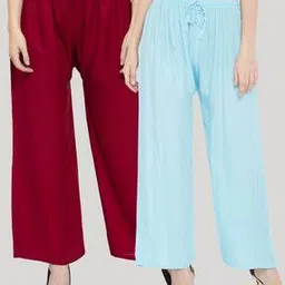 clora creation Pack of 2 Straight Palazzos with Drawstring Waist-picture-48