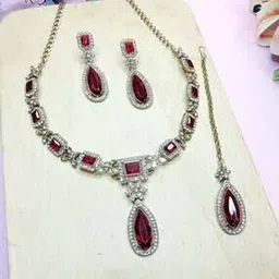 vatsalya Women Gold-Plated Stone-Studded Necklace with Earrings & Mang Tikka Set-picture-47