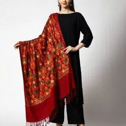 swi stylish Floral Embroidered Shawl with Fringes-picture-38