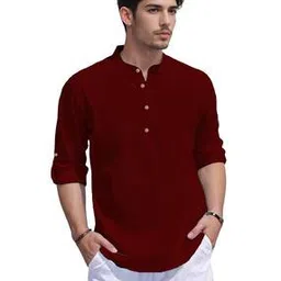 apektra Men Slim Fit Short Kurta with Mandarin Collar-picture-37