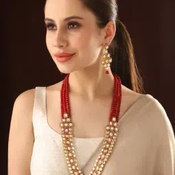 priyaasi Gold-Plated Stone-Studded Necklace & Earrings Set image 1