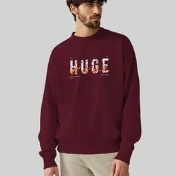i sense Men Typographic Print Sweatshirt with Crew Neck-picture-49