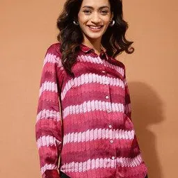 fabindia Women Striped Regular Fit Shirt with Spread Collar-picture-11