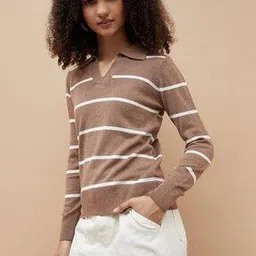 Women Stripes Regular Fit T-Shirt-image-0