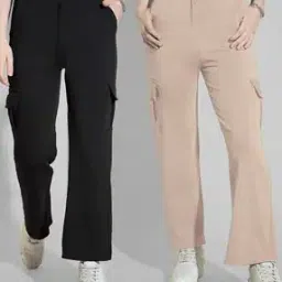 maheshvi Pack of 2 Women Relaxed Fit Flat-Front Pants-picture-35