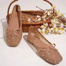 jm looks Women Embroidered & Embellished Slip-On Ballerinas image 1