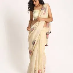 Digital Print Pure Linen Saree with Woven Work  -image-60