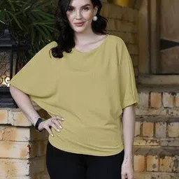 zilcon Women Patterned Oversized Top with Batwing Sleeves-picture-30