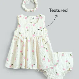 hopscotch Girls Floral Print Fit and Flare Dress image 1