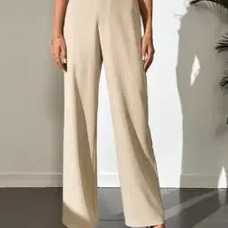 Women Flat Front Straight Fit Trousers-image-41