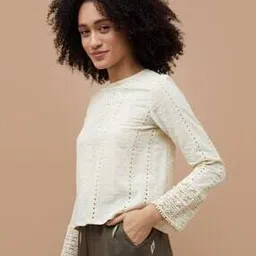 fame forever by lifestyle Women Schiffli Embroidered Regular Fit Top-picture-11