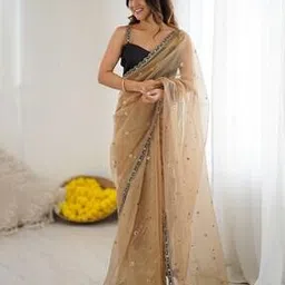 saree mall Women Net Embellished Traditional Saree-picture-13