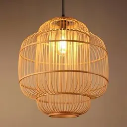 Bamboo Pendant Hanging Lampshade with Bulb-image-87