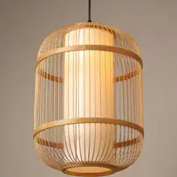 Bamboo Pendant Hanging Lampshade with Bulb-image-70