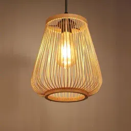 habere india Bamboo Pendant Hanging Lampshade with Bulb image 1