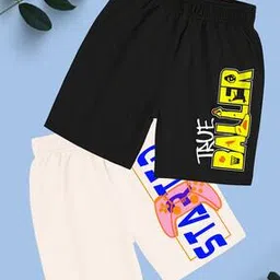 aoosh Boy Pack of 2 Typographic Print Regular Fit Shorts-picture-12