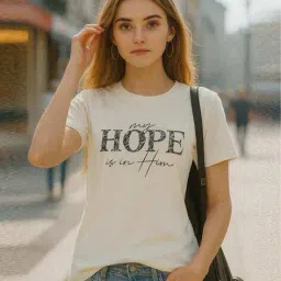 fabflee x ag Women Typographic Print Regular Fit T-Shirt image 1