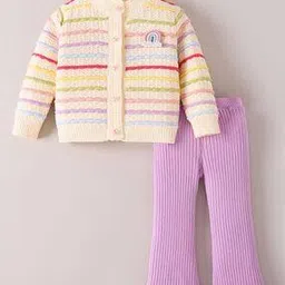 Girls Striped Sweater & Pants Set-image-0