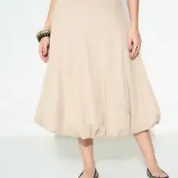 Women Pleated Flared Skirt-image-63