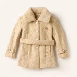 elle Girls Embroidered Trench Coat with Button Closure image 1