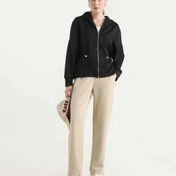 rareism Women Fixed-Waist Straight Track Pants -picture-40