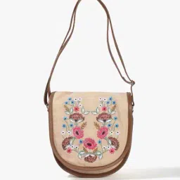 avaasa Women Floral Embroidered Sling Bag image 1