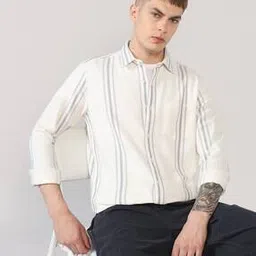 lee cooper Men Striped Regular Fit Shirt with Patch Pocket-picture-43