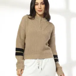 Women Ribbed Relaxed Fit Pullover-image-1