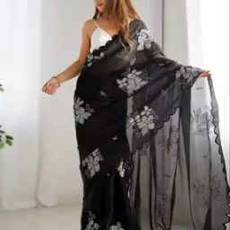 indie picks  Embroidery Work Jimmy Choo Silk Saree  -picture-10