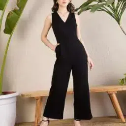 Women V-Neck Jumpsuit with Insert Pockets-image-14