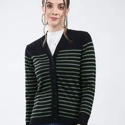 monte carlo Women Striped Cardigan with Full Sleeves-picture-25