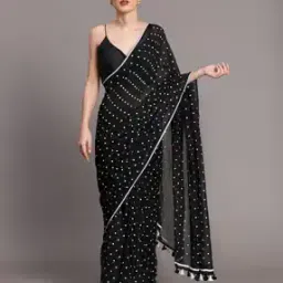 suta Women Polka Dot Cotton Saree-picture-28