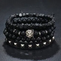 jewels galaxy Pack of 4 Men Beaded Bracelets-picture-37