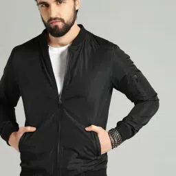 alpha tribe Men Regular Fit Zip-Front Biker Jacket image 1