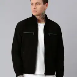 Men Regular Fit Bomber Jacket-image-5